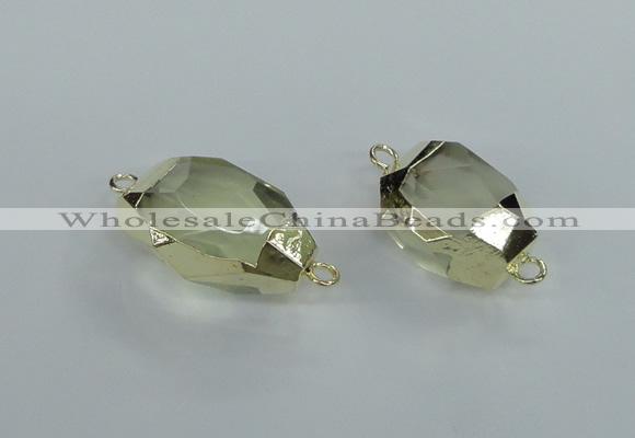 NGC338 15*20mm - 18*25mm faceted nuggets yellow quartz connectors