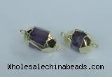 NGC340 15*20mm - 18*25mm faceted nuggets amethyst connectors