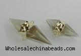 NGC346 18*30mm - 15*45mm faceted bicone yellow quartz connectors