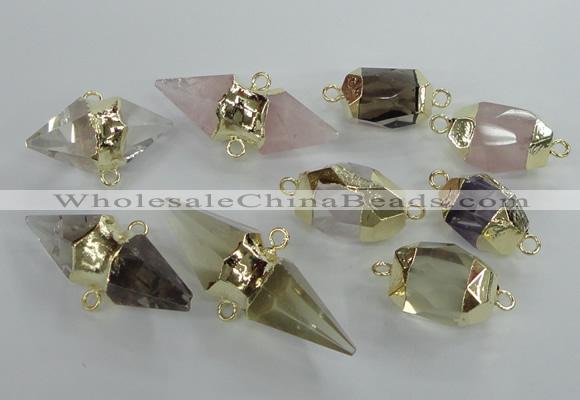 NGC351 18*30mm - 15*45mm faceted mixed quartz connectors