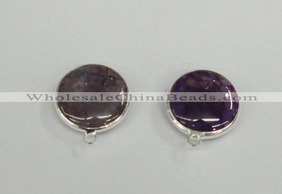 NGC380 18mm flat round agate gemstone connectors wholesale