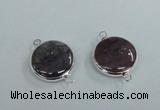 NGC385 18mm flat round agate gemstone connectors wholesale