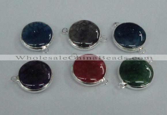 NGC389 18mm flat round agate gemstone connectors wholesale