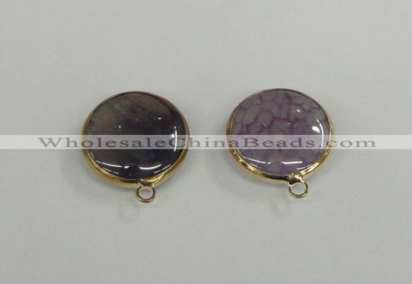 NGC391 18mm flat round agate gemstone connectors wholesale