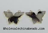 NGC405 30*40mm butterfly agate gemstone connectors wholesale