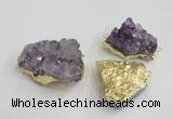 NGC439 20*25mm - 25*30mm freeform druzy amethyst gemstone connectors