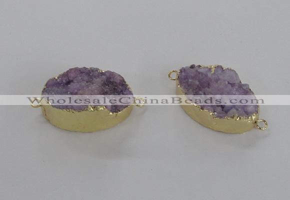 NGC472 20*30mm oval druzy agate gemstone connectors wholesale