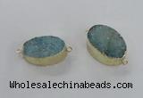 NGC474 20*30mm oval druzy agate gemstone connectors wholesale