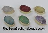 NGC476 20*30mm oval druzy agate gemstone connectors wholesale