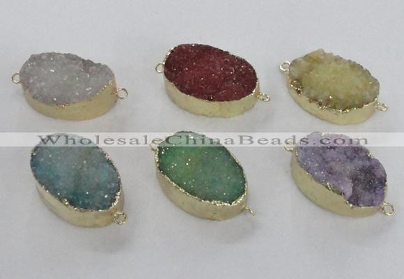 NGC476 20*30mm oval druzy agate gemstone connectors wholesale