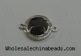 NGC5024 20mm flat round labradorite with rhinestone connectors