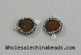 NGC5044 12mm - 14mm flat round druzy agate with rhinestone connectors