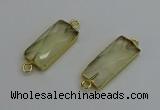 NGC5078 12*30mm - 15*35mm faceted rectangle lemon quartz connectors