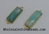 NGC5082 12*30mm - 15*35mm faceted rectangle amazonite connectors