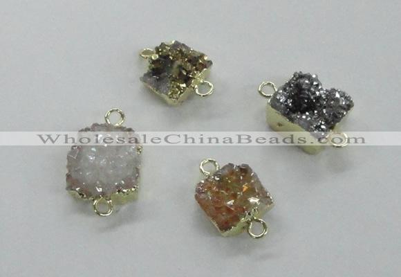 NGC509 8*10mm - 12*14mm freeform plated druzy agate connectors