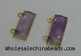 NGC5097 12*30mm - 15*35mm faceted rectangle light amethyst connectors