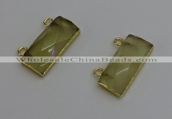 NGC5098 12*30mm - 15*35mm faceted rectangle lemon quartz connectors