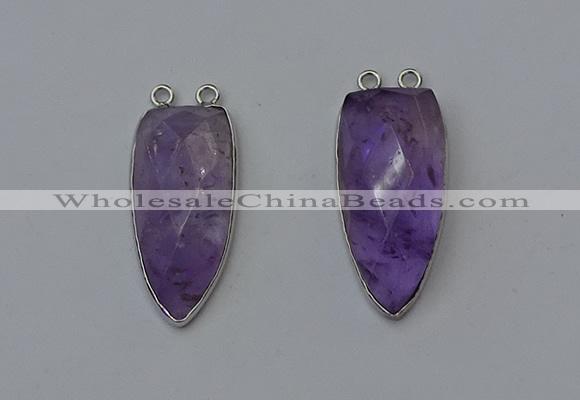 NGC5141 16*35mm - 18*40mm arrowhead amethyst connectors