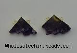 NGC5221 22*30mm - 25*35mm freeform druzy amethyst connectors