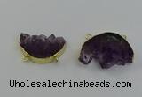 NGC5264 25*35mm - 30*40mm freeform druzy amethyst connectors