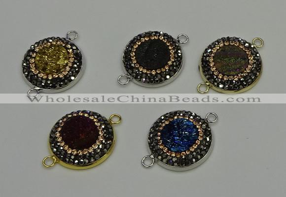 NGC5330 20mm - 22mm coin plated druzy agate connectors