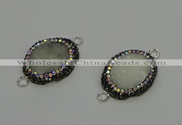 NGC5333 22*28mm oval plated druzy agate connectors wholesale