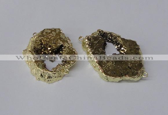 NGC536 25*35mm - 35*45mm plated druzy agate gemstone connectors