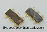 NGC5365 12*30mm - 15*30mm faceted rectangle moonstone connectors