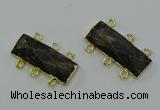 NGC5370 12*30mm - 15*30mm faceted rectangle labradorite connectors