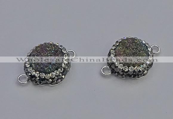 NGC5463 14mm - 15mm flower plated druzy agate connectors wholesale