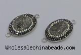 NGC5470 18*25mm oval plated druzy agate gemstone connectors