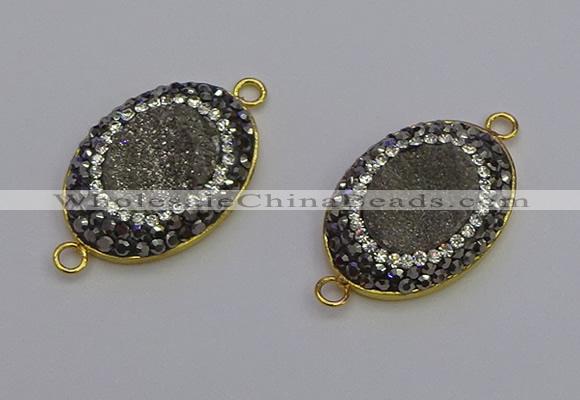 NGC5480 18*25mm oval plated druzy agate gemstone connectors