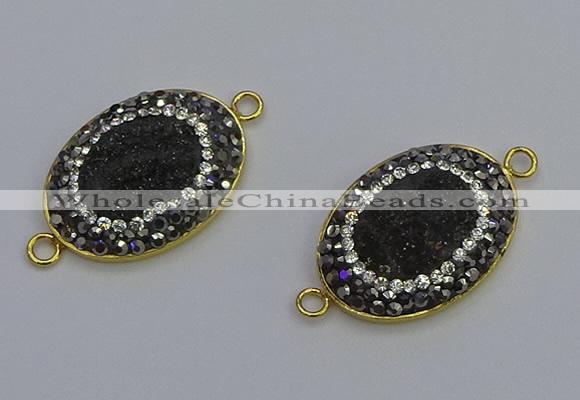 NGC5481 18*25mm oval plated druzy agate gemstone connectors