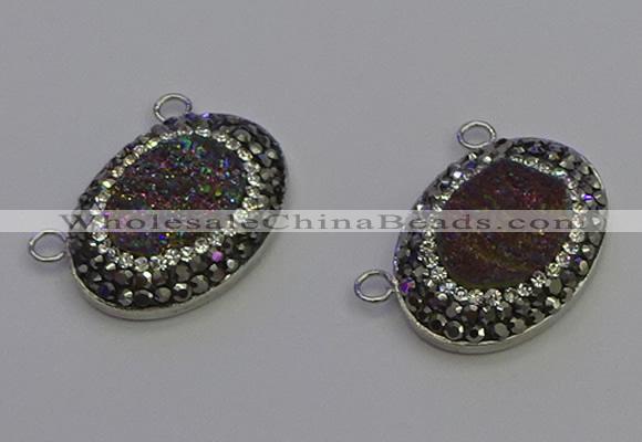 NGC5493 18*25mm oval plated druzy agate gemstone connectors