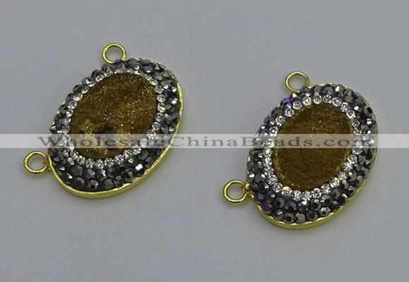 NGC5506 18*25mm oval plated druzy agate gemstone connectors