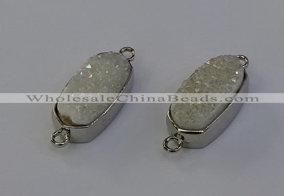 NGC5548 10*22mm - 12*25mm freeform plated druzy quartz connectors