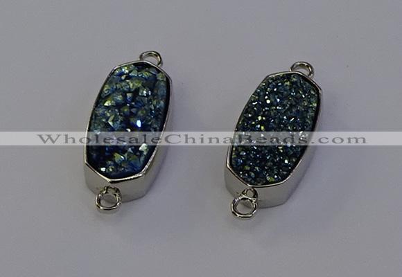 NGC5551 10*22mm - 12*25mm freeform plated druzy quartz connectors