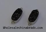 NGC5555 10*22mm - 12*25mm freeform plated druzy quartz connectors