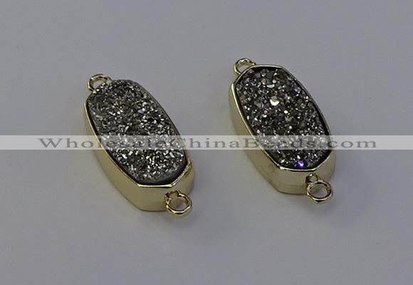 NGC5560 10*22mm - 12*25mm freeform plated druzy quartz connectors