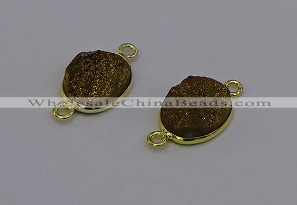 NGC5583 12*16mm oval plated druzy agate connectors wholesale