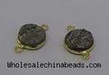 NGC5594 15mm - 16mm coin plated druzy agate connectors wholesale