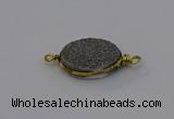 NGC5616 15*20mm oval plated druzy quartz connectors wholesale