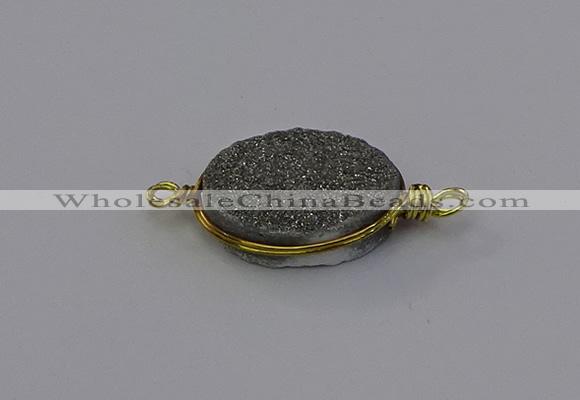 NGC5616 15*20mm oval plated druzy quartz connectors wholesale