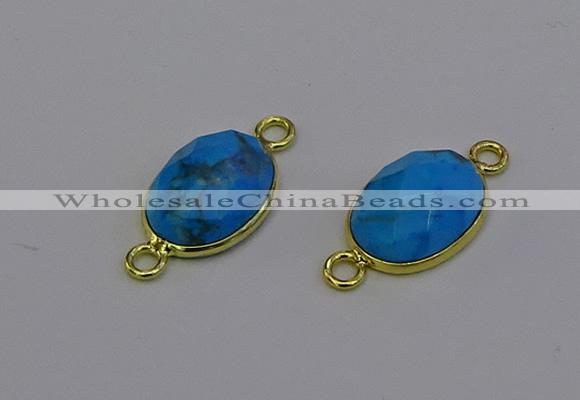 NGC5630 15*20mm faceted oval white howlite turquoise connectors