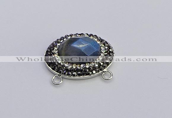 NGC5657 18*25mm faceted oval labradorite gemstone connectors