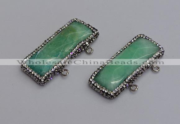 NGC5745 15*40mm rectangle amazonite gemstone connectors