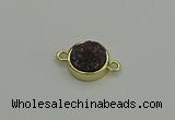 NGC5782 12mm coin plated druzy agate connectors wholesale