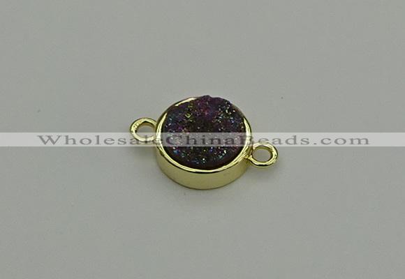 NGC5782 12mm coin plated druzy agate connectors wholesale