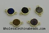 NGC5786 12mm coin plated druzy agate connectors wholesale