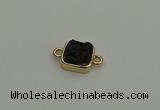 NGC5794 10*10mm square plated druzy agate connectors wholesale